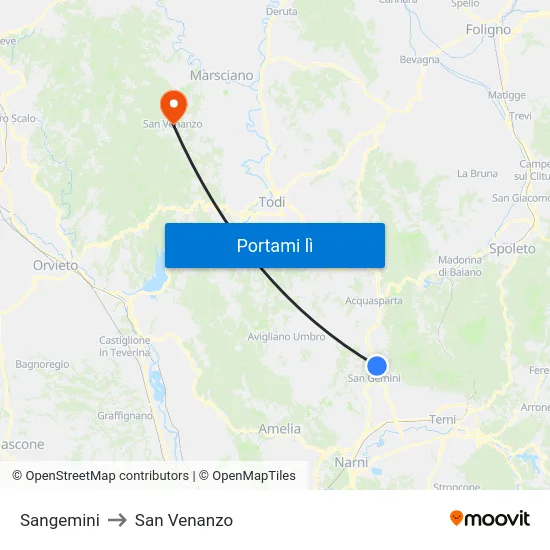 Sangemini to San Venanzo map