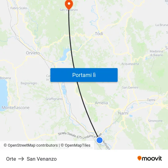 Orte to San Venanzo map