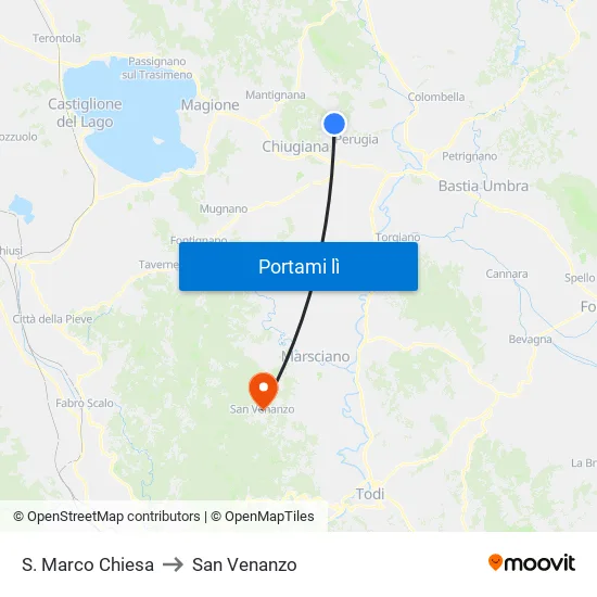 S. Marco Chiesa to San Venanzo map