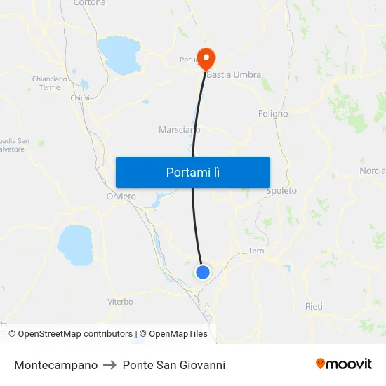 Montecampano to Ponte San Giovanni map
