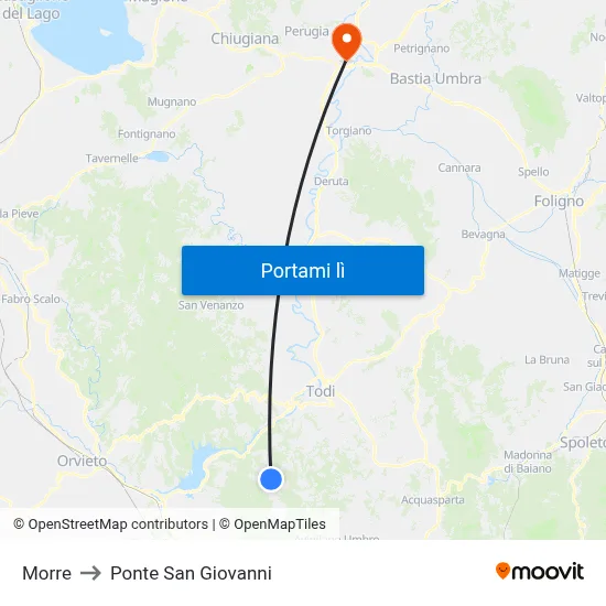 Morre to Ponte San Giovanni map