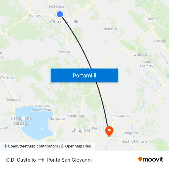 C.Di Castello to Ponte San Giovanni map