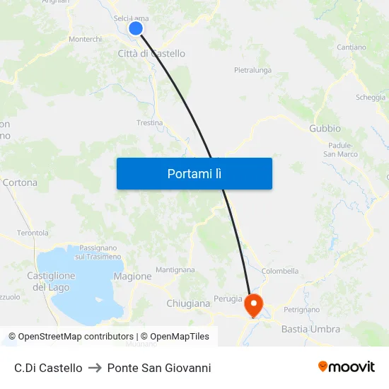 C.Di Castello to Ponte San Giovanni map