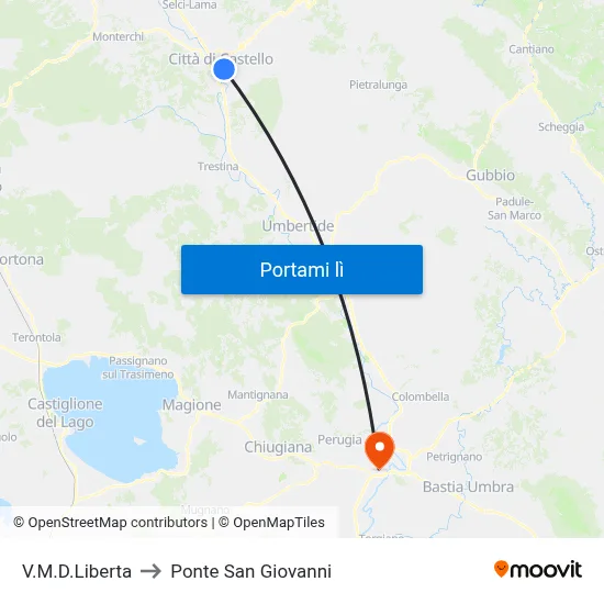 V.M.D.Liberta to Ponte San Giovanni map