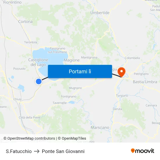 S.Fatucchio to Ponte San Giovanni map
