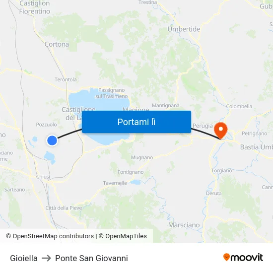 Gioiella to Ponte San Giovanni map
