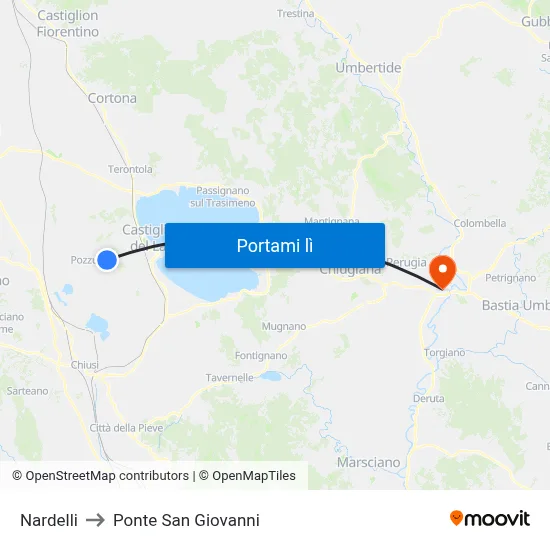 Nardelli to Ponte San Giovanni map