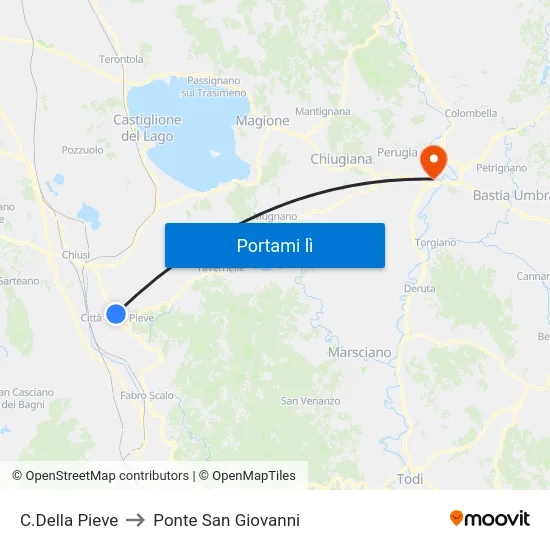 C.Della Pieve to Ponte San Giovanni map
