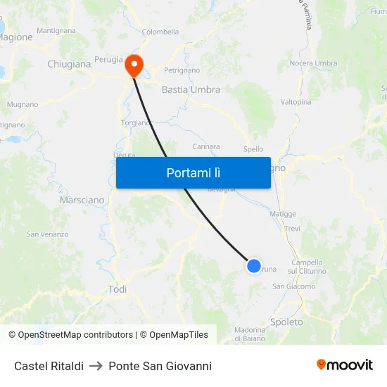 Castel Ritaldi to Ponte San Giovanni map