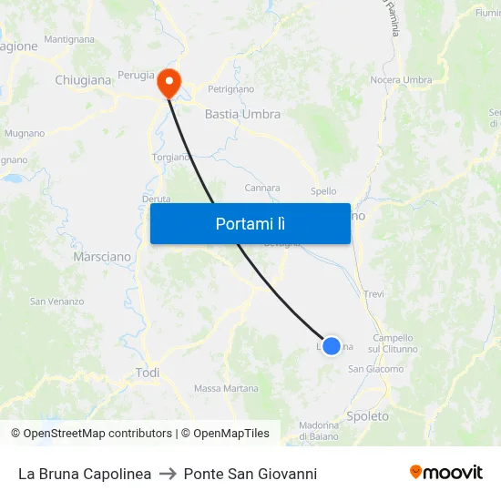 La Bruna Capolinea to Ponte San Giovanni map