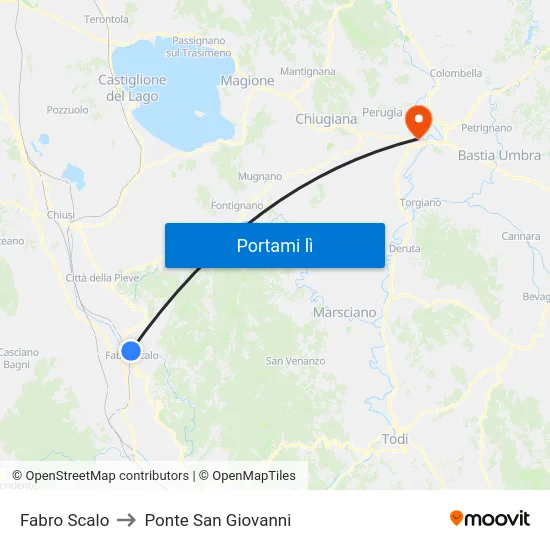 Fabro Scalo to Ponte San Giovanni map