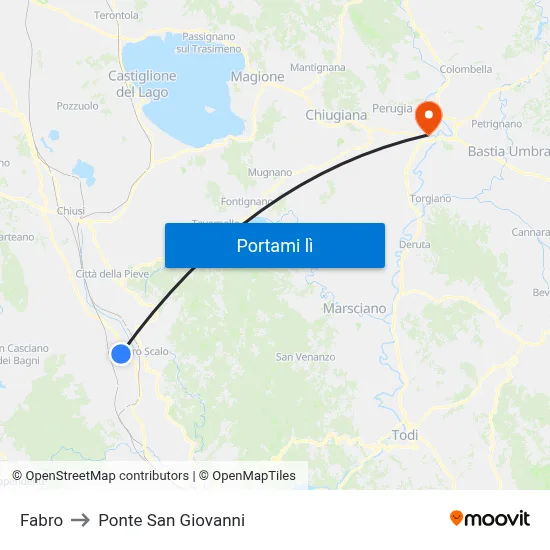Fabro to Ponte San Giovanni map