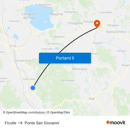 Ficulle to Ponte San Giovanni map