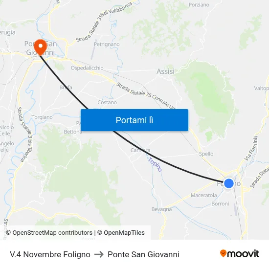 V.4 Novembre Foligno to Ponte San Giovanni map
