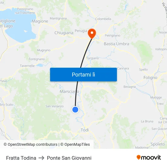 Fratta Todina to Ponte San Giovanni map