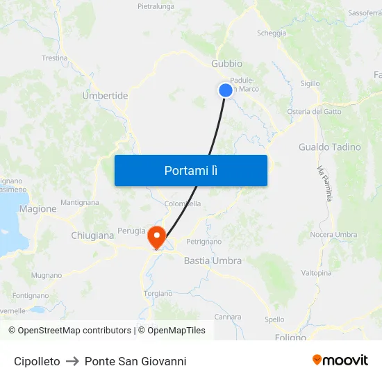 Cipolleto to Ponte San Giovanni map