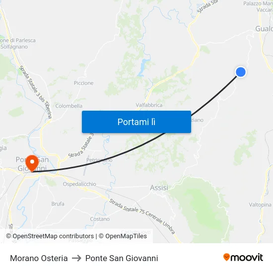 Morano Osteria to Ponte San Giovanni map