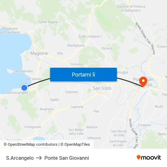 S.Arcangelo to Ponte San Giovanni map