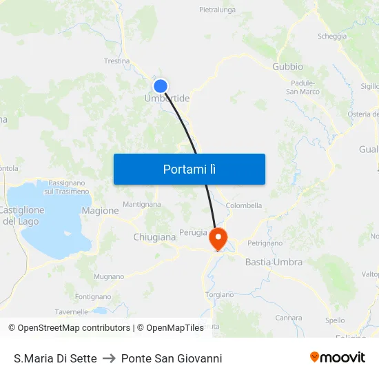 S.Maria Di Sette to Ponte San Giovanni map
