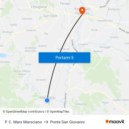 P. C. Marx Marsciano to Ponte San Giovanni map
