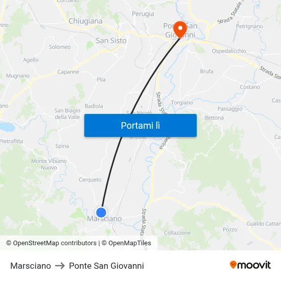 Marsciano to Ponte San Giovanni map