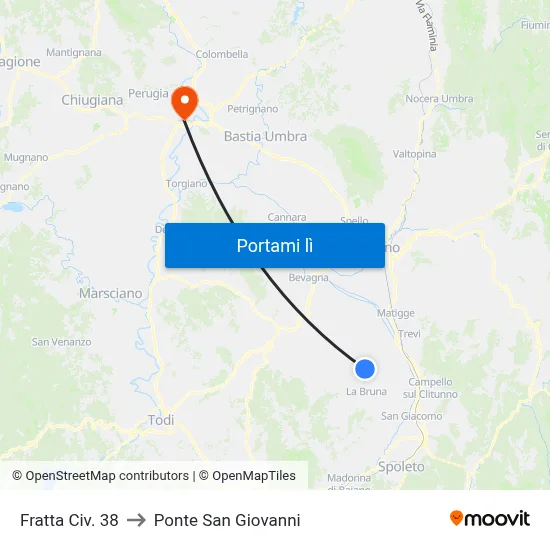 Fratta  Civ. 38 to Ponte San Giovanni map