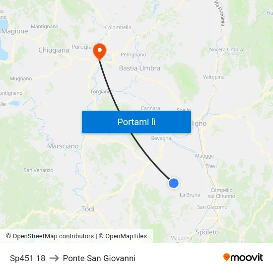 Sp451 18 to Ponte San Giovanni map