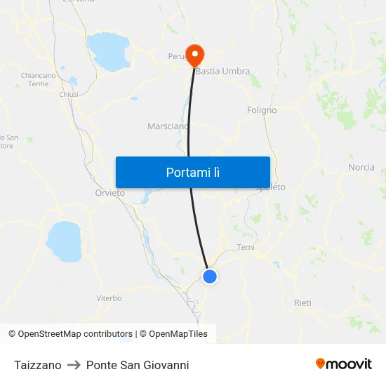 Taizzano to Ponte San Giovanni map