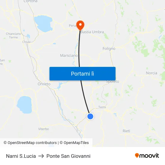 Narni S.Lucia to Ponte San Giovanni map