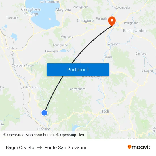 Bagni Orvieto to Ponte San Giovanni map