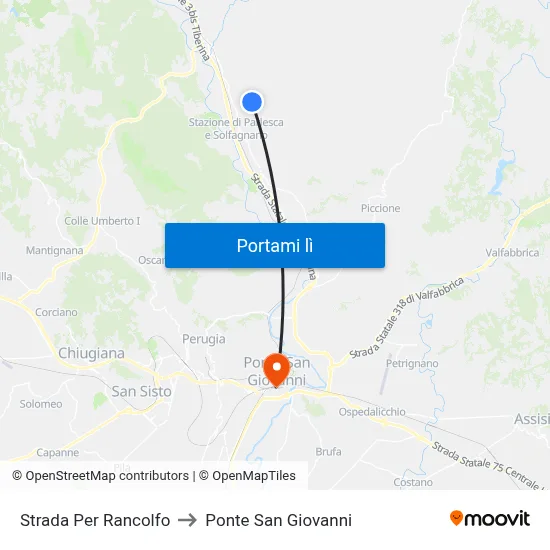 Strada Per Rancolfo to Ponte San Giovanni map