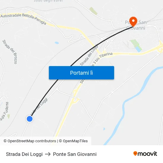 Strada Dei Loggi to Ponte San Giovanni map