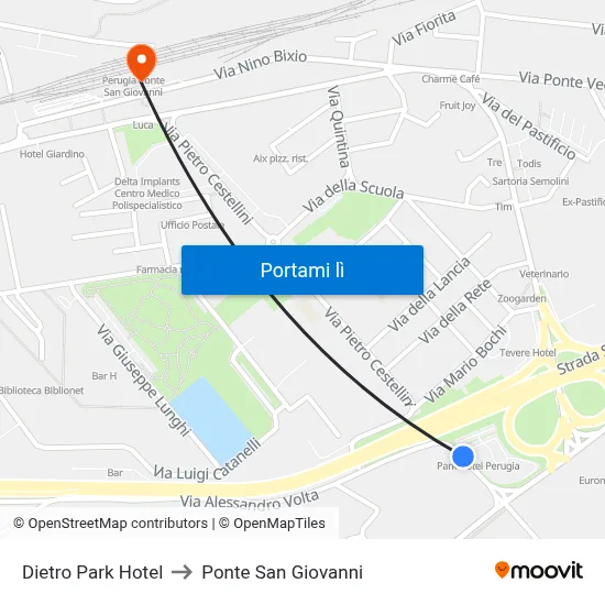 Dietro Park Hotel to Ponte San Giovanni map