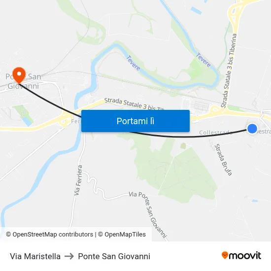 Via Maristella to Ponte San Giovanni map