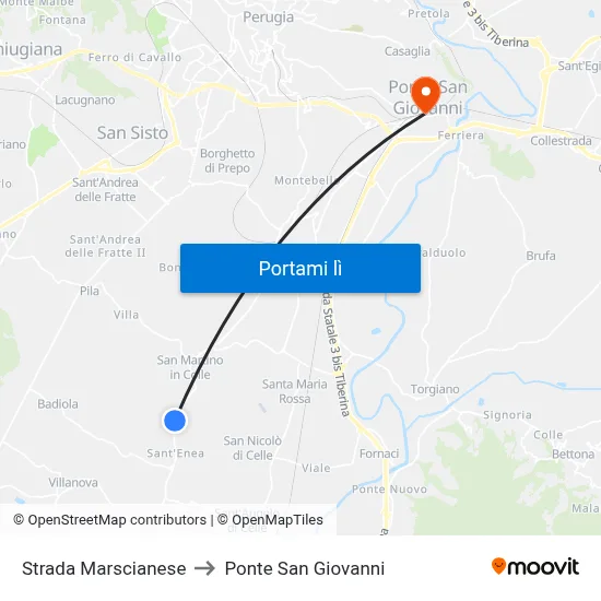 Strada Marscianese to Ponte San Giovanni map