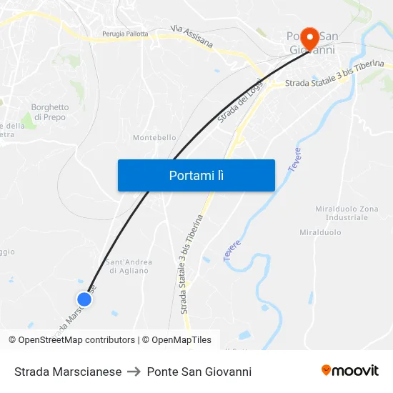 Strada Marscianese to Ponte San Giovanni map
