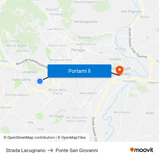 Strada Lacugnano to Ponte San Giovanni map