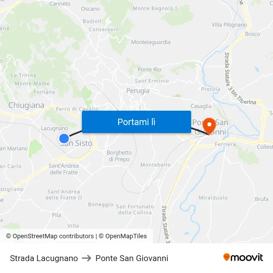 Strada Lacugnano to Ponte San Giovanni map