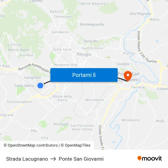 Strada Lacugnano to Ponte San Giovanni map