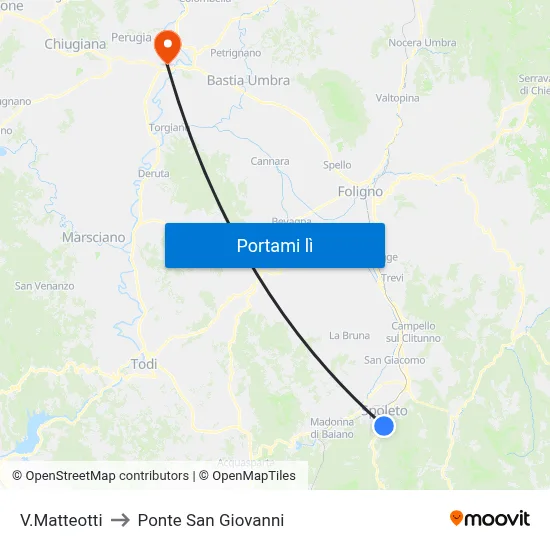 V.Matteotti to Ponte San Giovanni map
