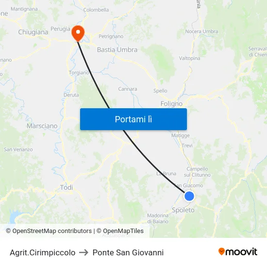 Agrit.Cirimpiccolo to Ponte San Giovanni map