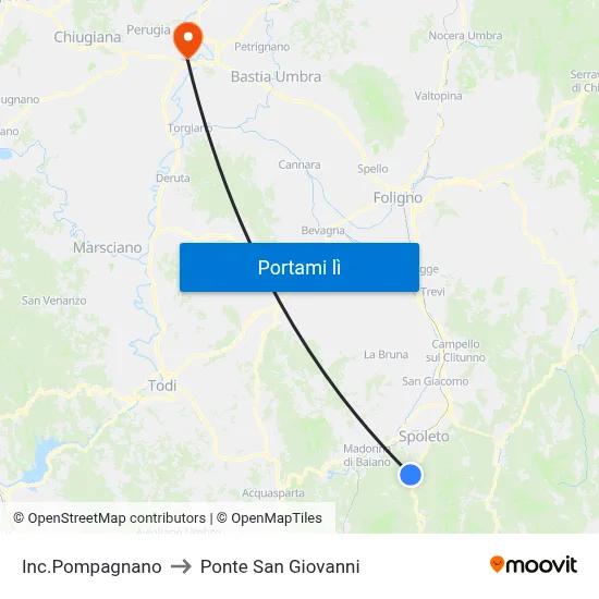 Inc.Pompagnano to Ponte San Giovanni map