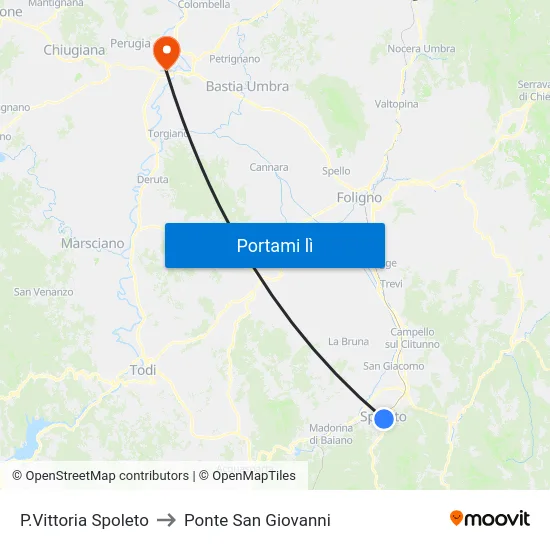 P.Vittoria Spoleto to Ponte San Giovanni map