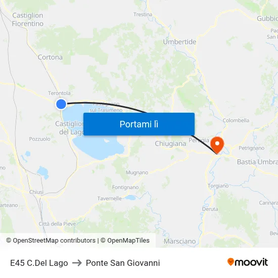 E45 C.Del Lago to Ponte San Giovanni map