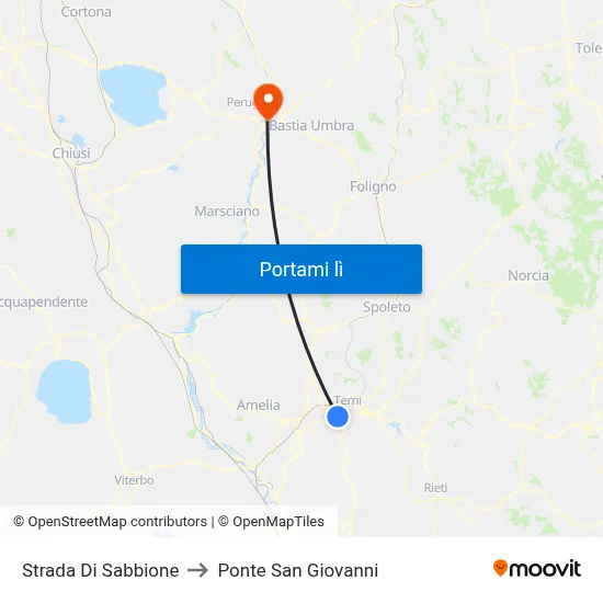 Strada Di Sabbione to Ponte San Giovanni map