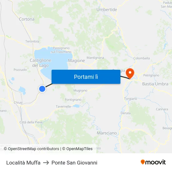Località Muffa to Ponte San Giovanni map