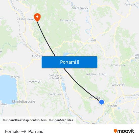 Fornole to Parrano map