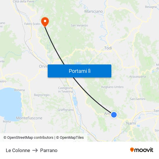 Le Colonne to Parrano map