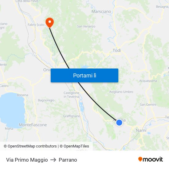 Via Primo Maggio to Parrano map