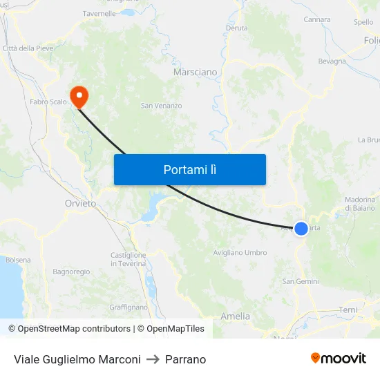 Viale Guglielmo Marconi to Parrano map
